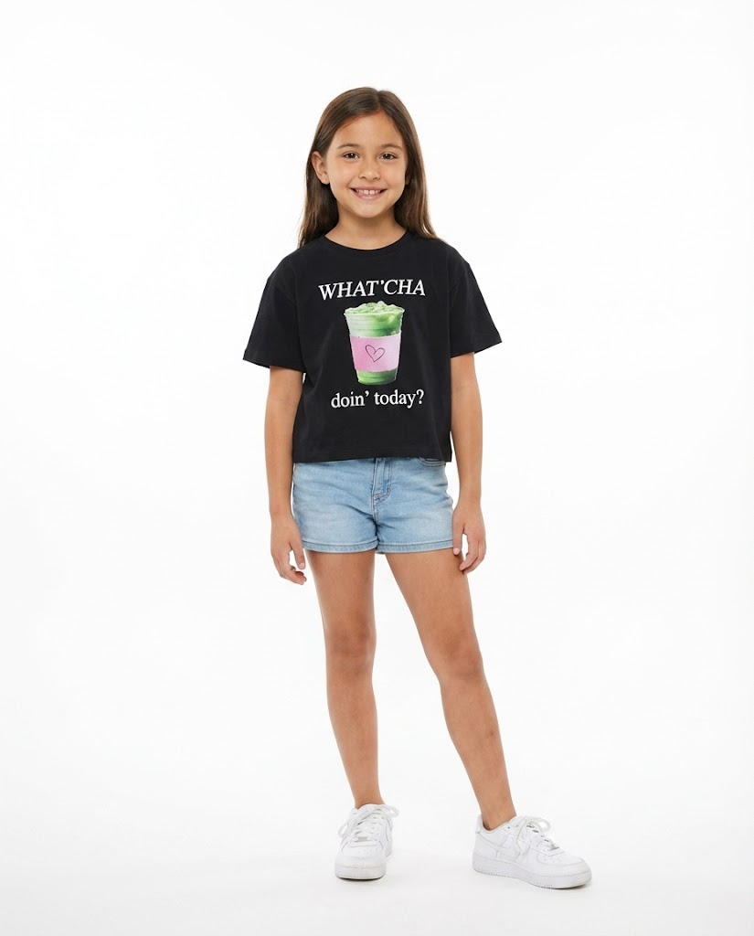 Girls Printed Whatcha Half Sleeves T-shirt