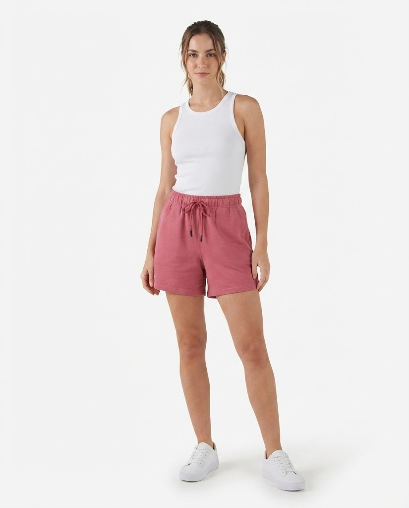Women Plain Summer Melton Short
