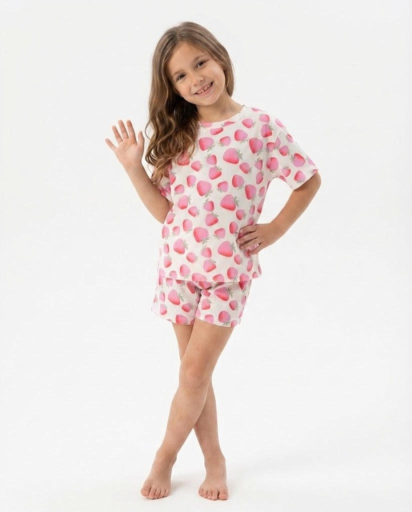 Girls Printed Half Sleeves Pyjama