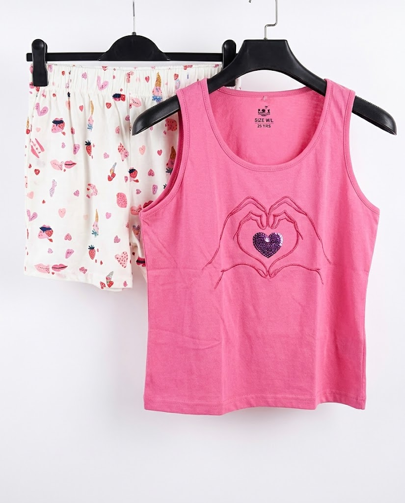 Women Printed Cap Sleeve Top And Shorts Pajama