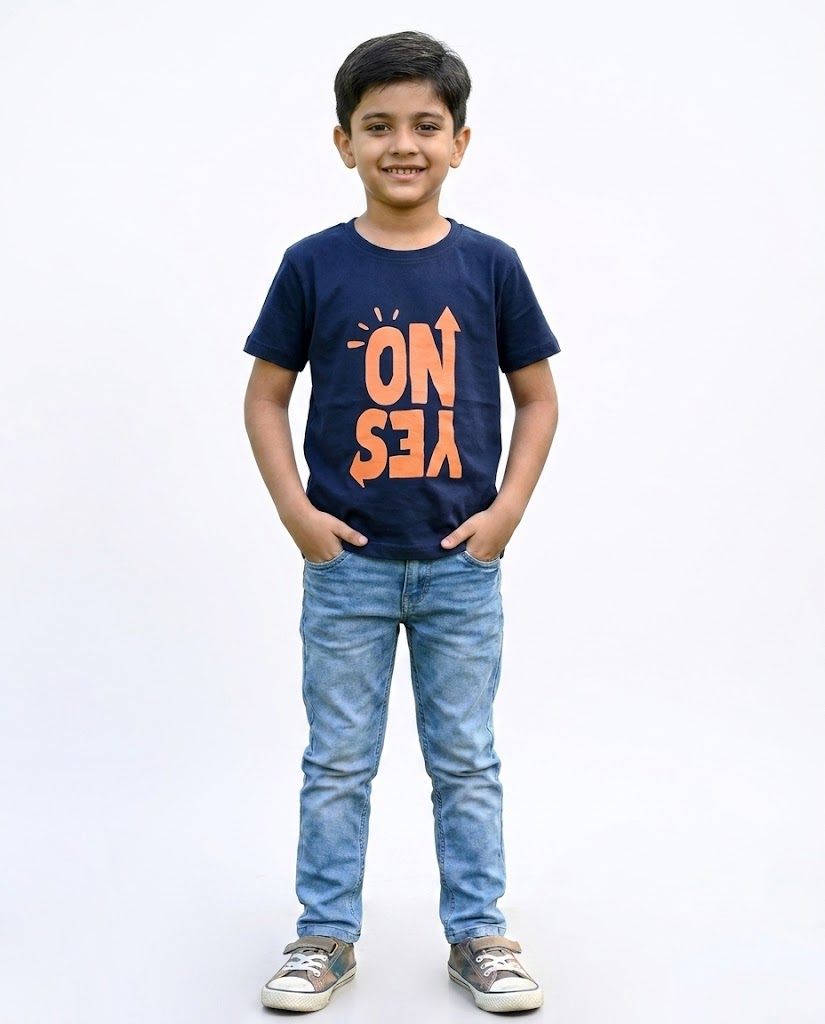 BOYS PRINTED YES NO HALF SLEEVES T-SHIRT