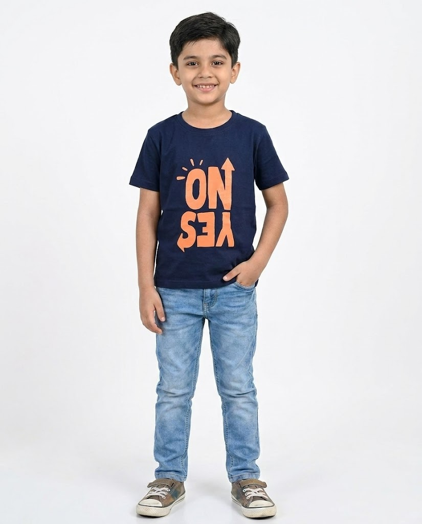 BOYS PRINTED YES NO HALF SLEEVES T-SHIRT