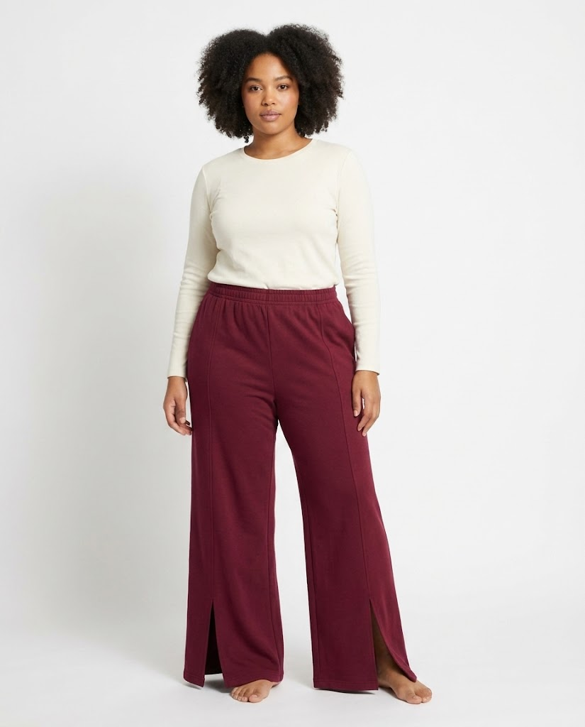 Women Summer Melton Pants Front Slit