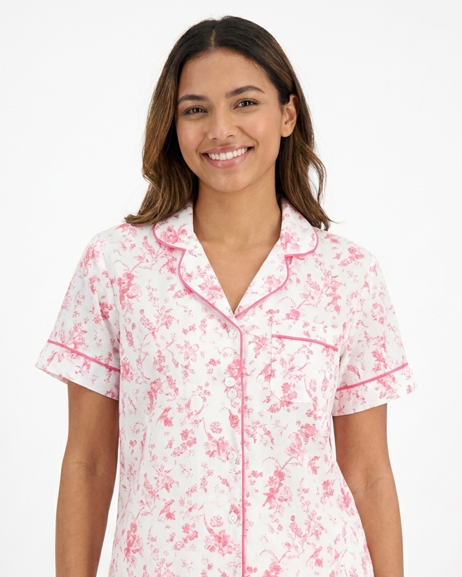 Women Printed Half-Sleeve Buttoned Top And Shorts Pajama