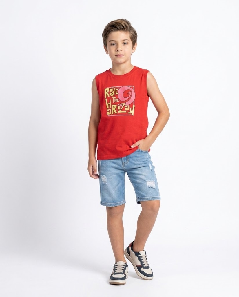 Boys Printed Sleeveless T-shirt