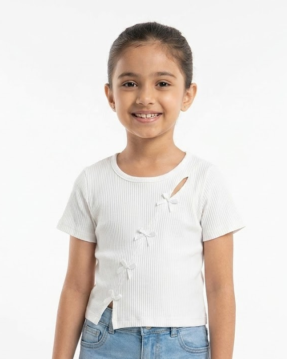 Girls Plain Half Sleeves T-shirt