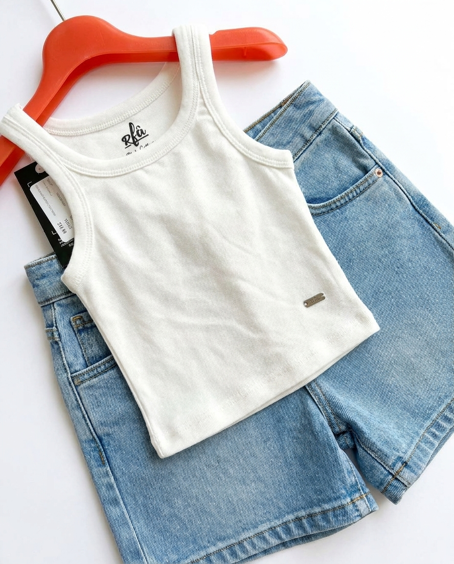 GIRLS PLAIN SLEEVLESS T-SHIRT