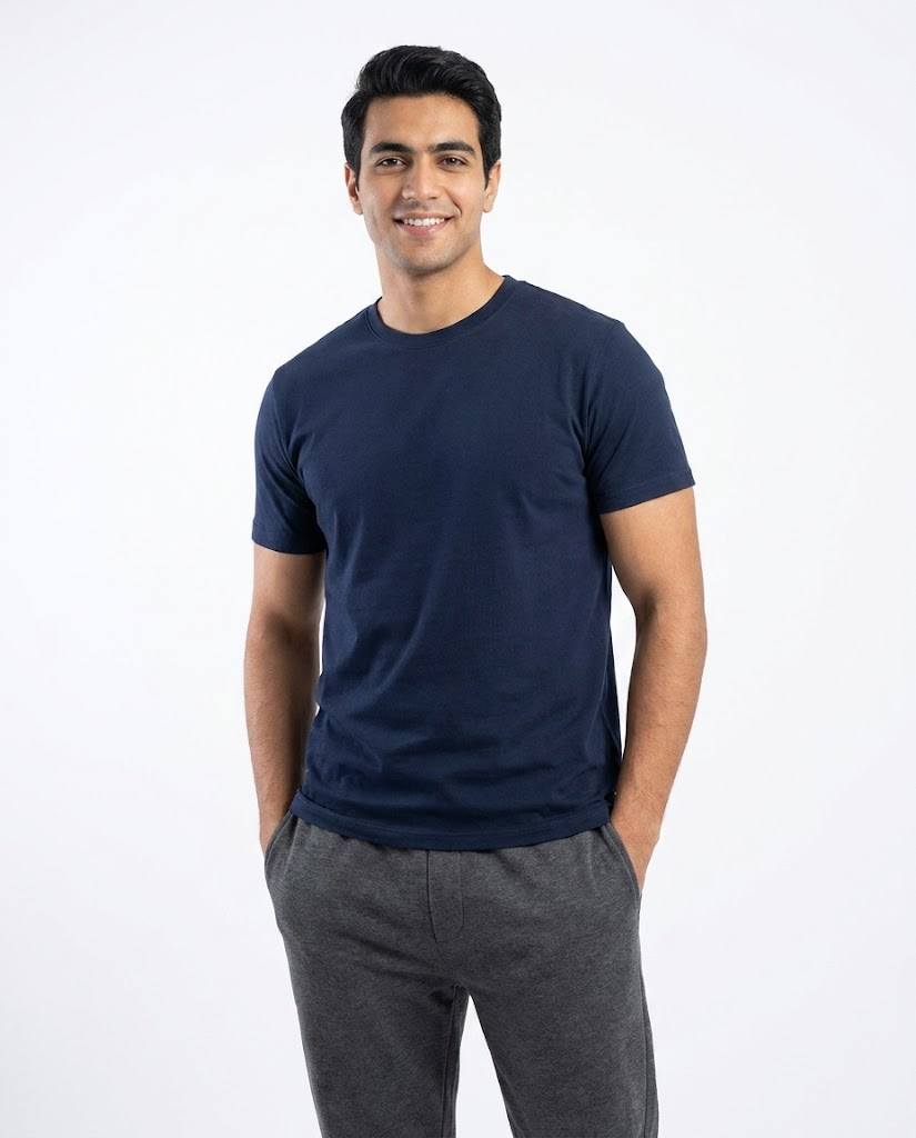 Men Plain Half Sleeves T-shirt