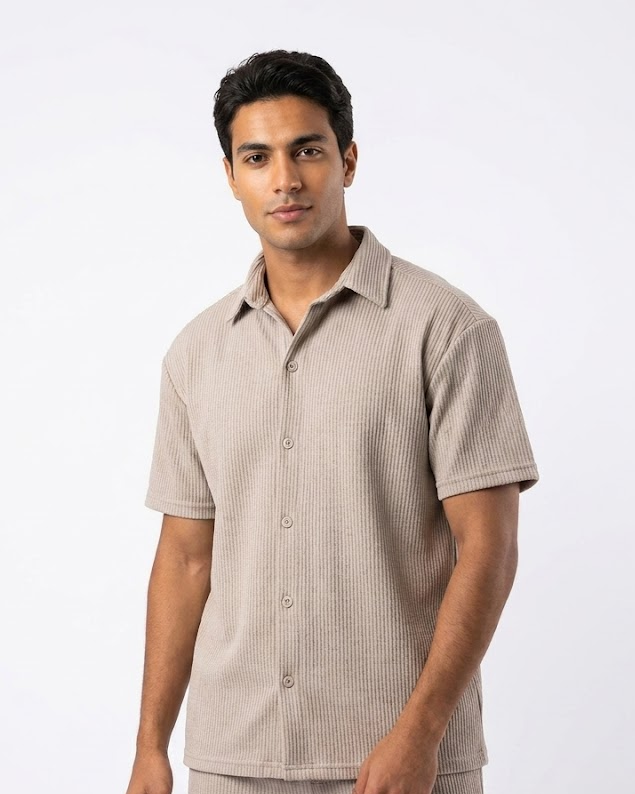 Men Pattern Half Sleeves Plain Shirt