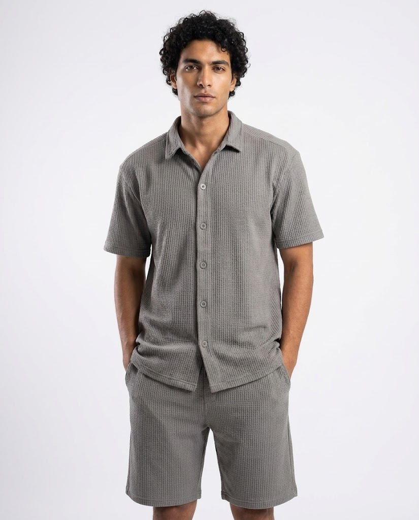 Men Pattern Half Sleeves Plain Shirt