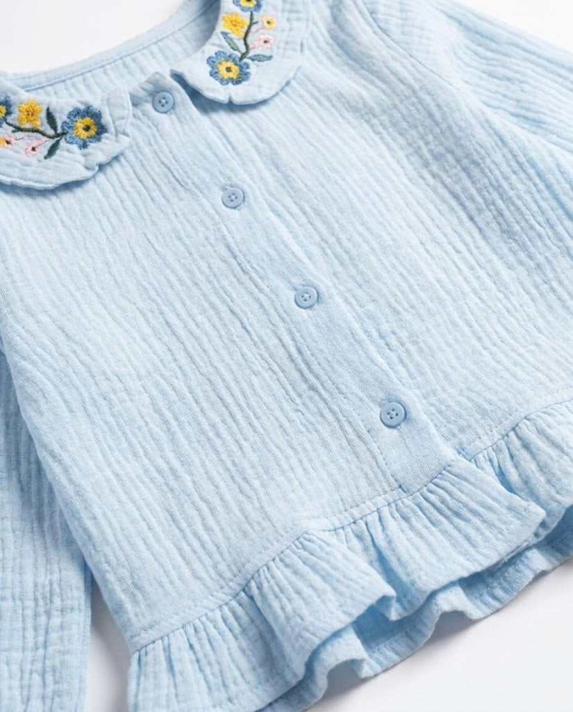 Girls Embroidered Long Sleeves Blouse