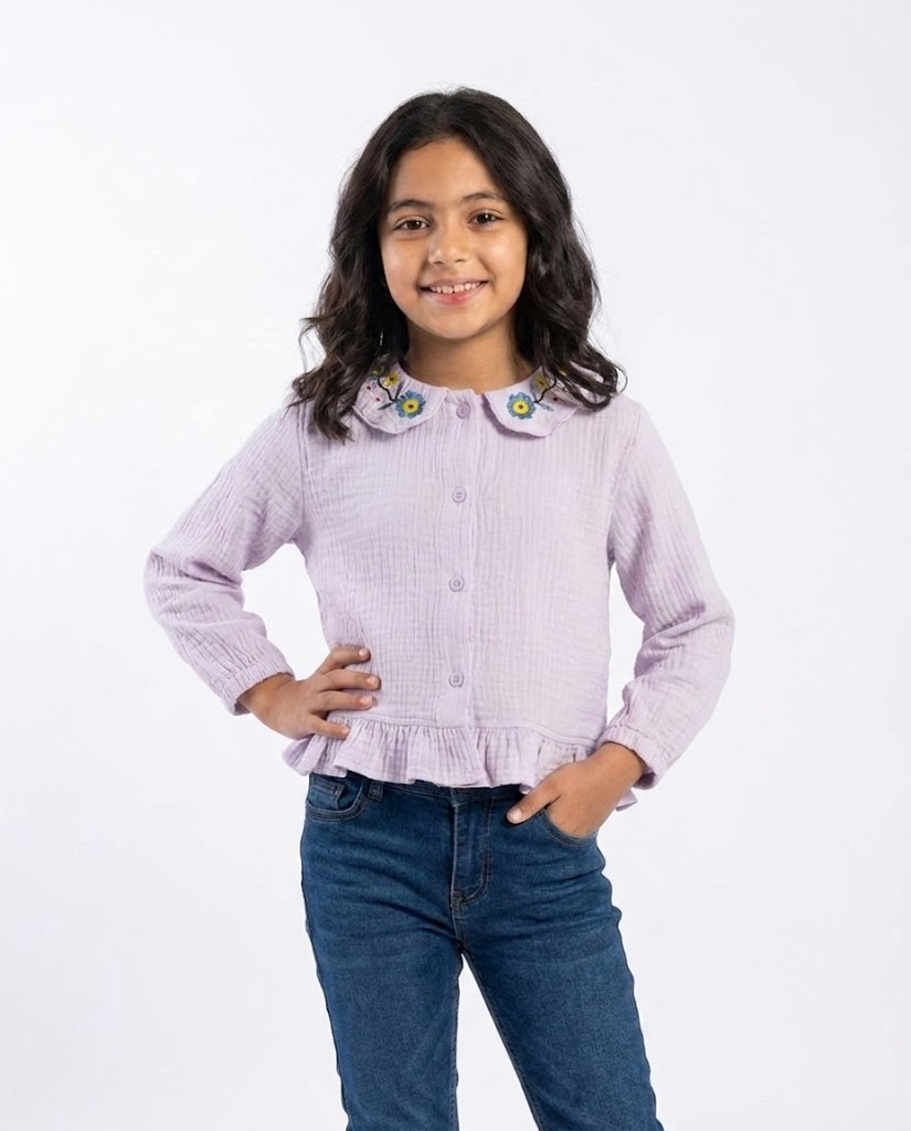Girls Embroidered Long Sleeves Blouse