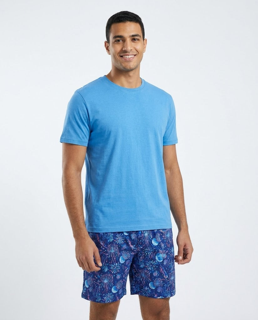 Men Printed SHort Sleeves Top W\short Pyjama