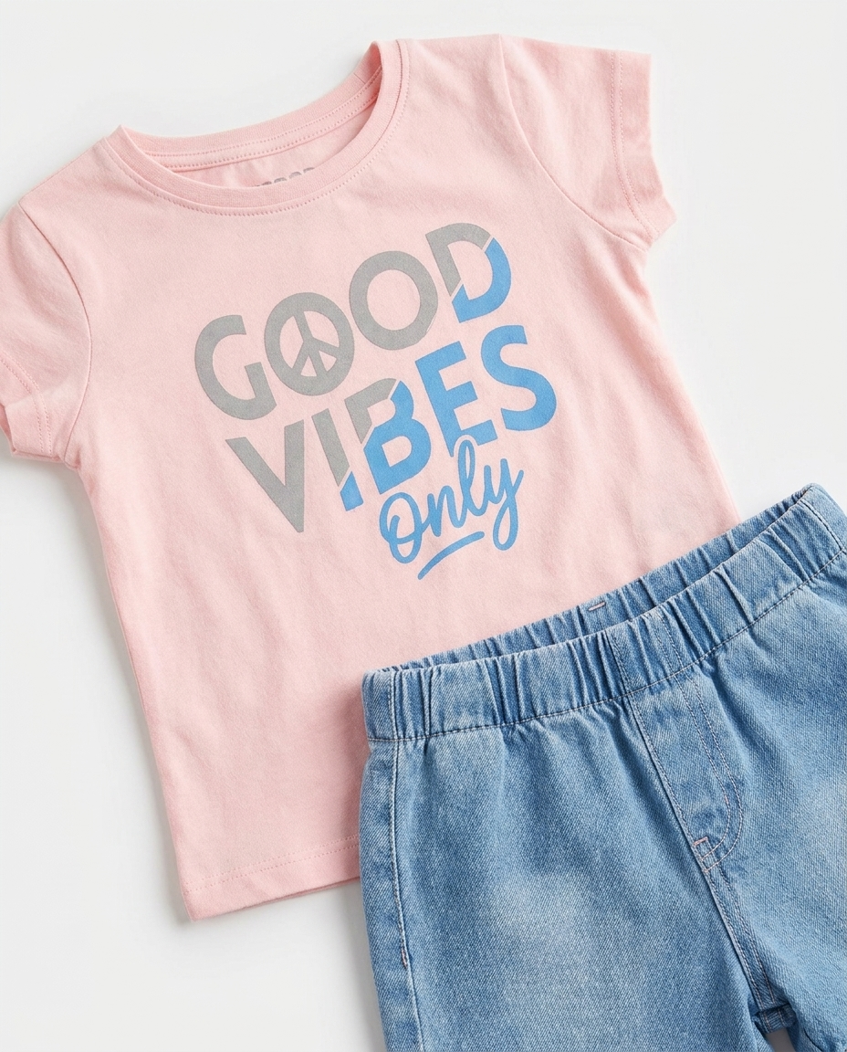 BABY GIRL PRINTED GOOD VIBES T-SHIRT
