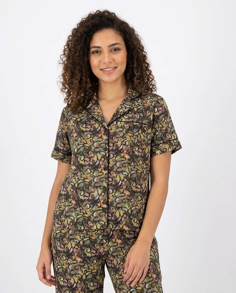 WOMEN SHORT SLEEVES PYJAMA W/BUTTONS