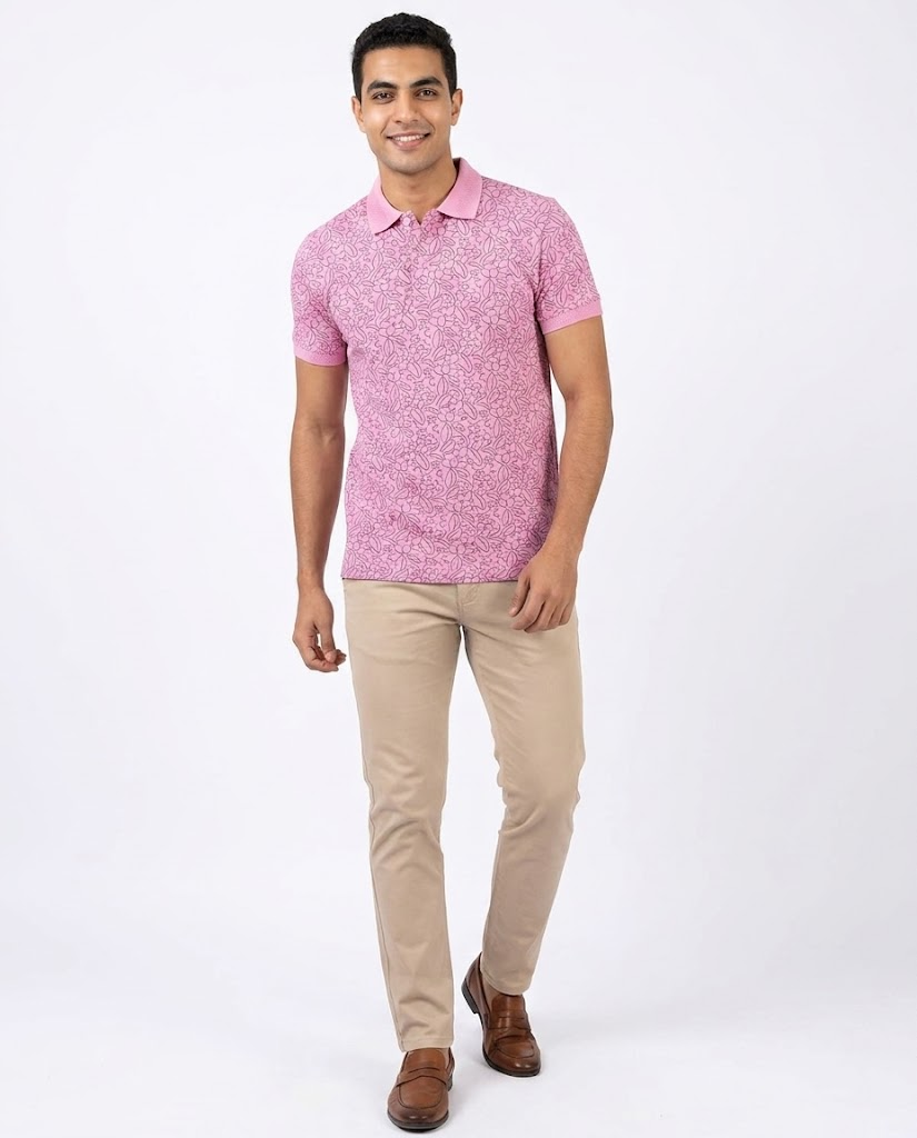 MEN PRINTED HALF SLEEVES POLO T-SHIRT