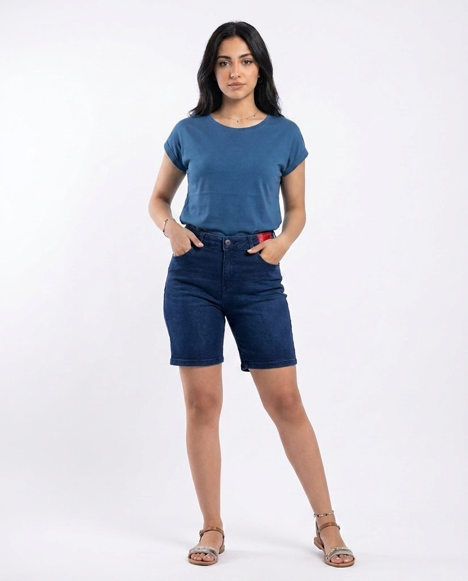 Women Loose Embroidered Denim Shorts