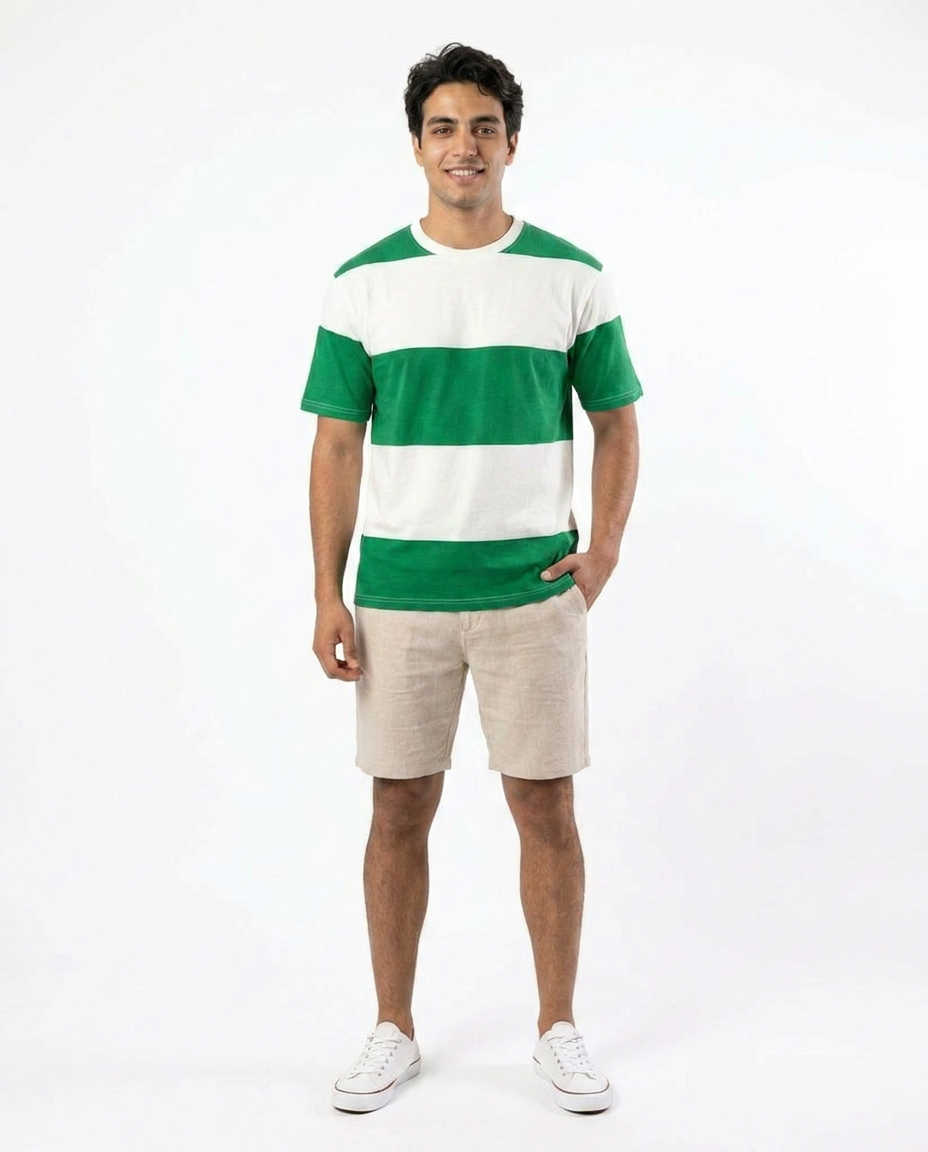 MEN STRIPPED HALF SLEEVES T-SHIRT
