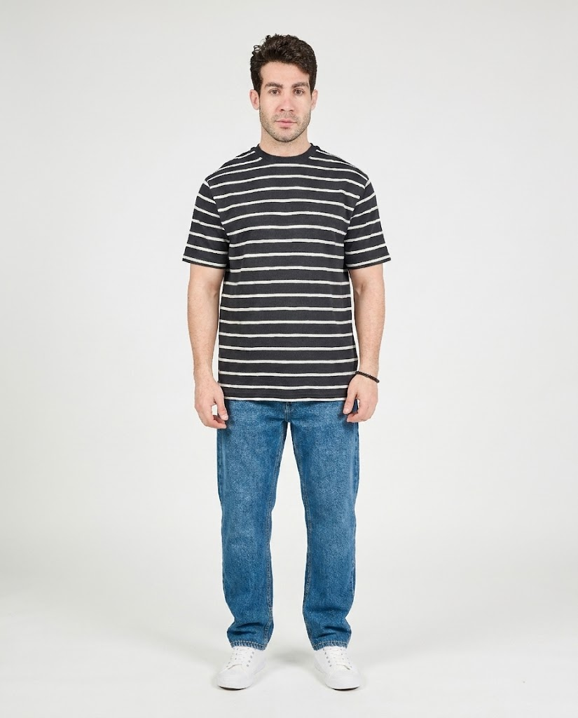 MEN STRIPPED HALF SLEEVES T-SHIRT