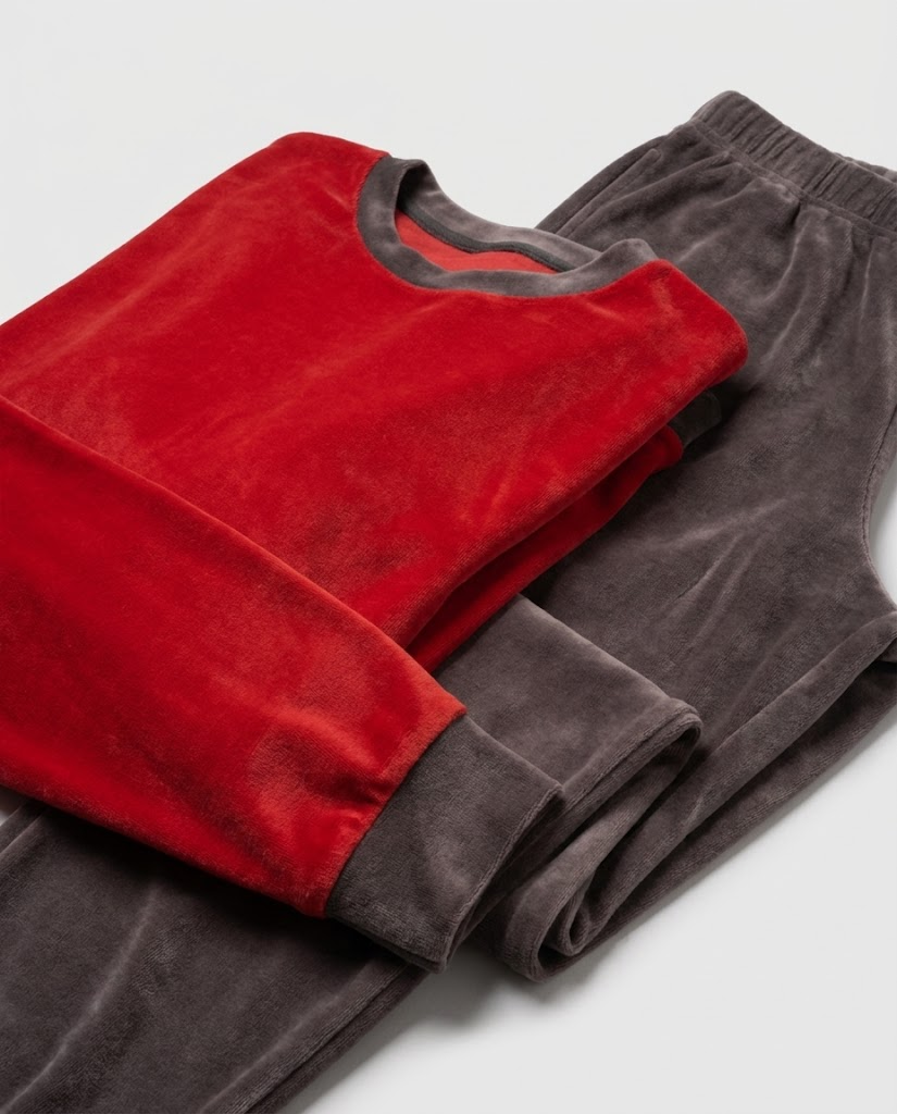 Men Plain Velvet Pajama