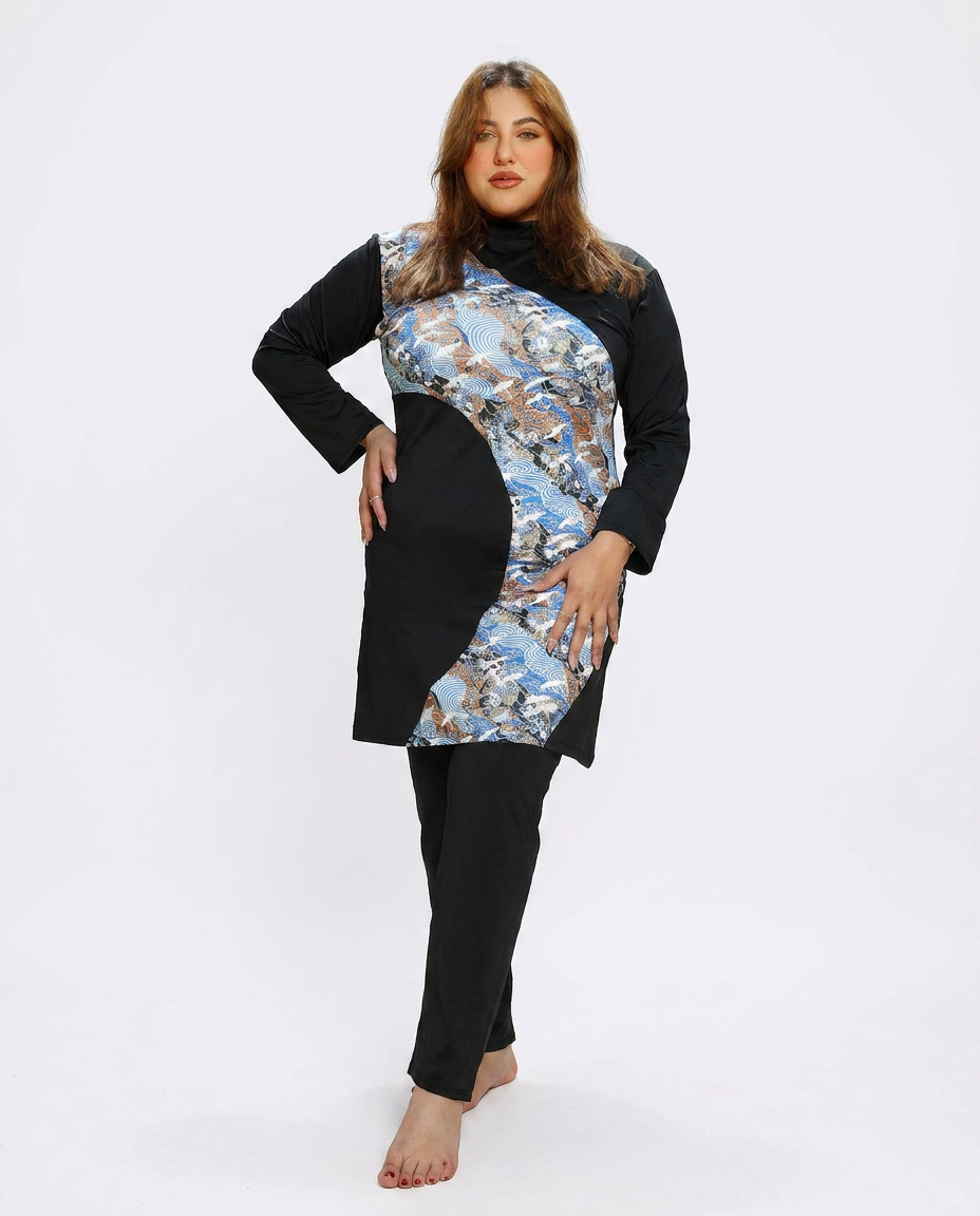 Big Size Ocean Blossom Burkini Set