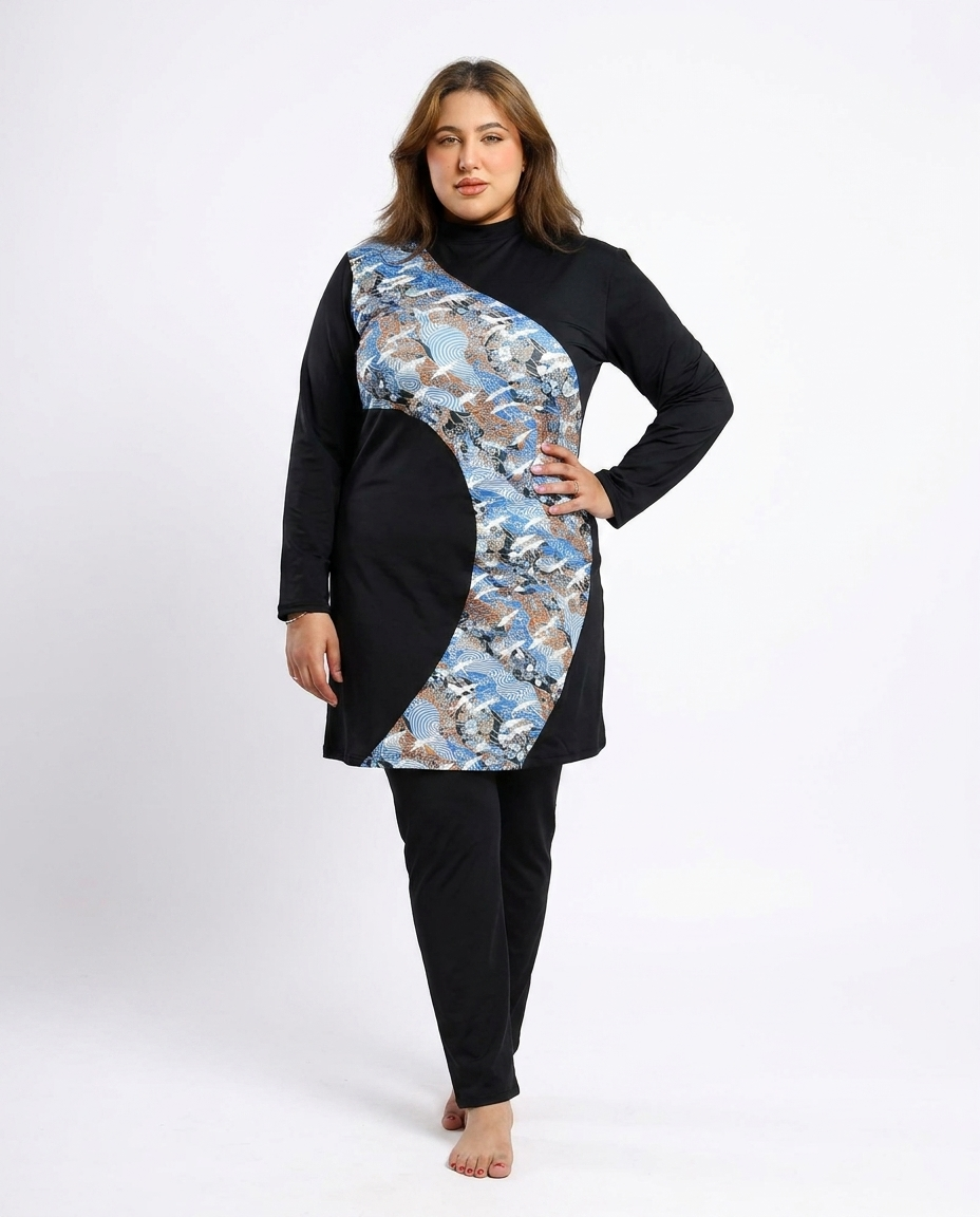 Big Size Ocean Blossom Burkini Set