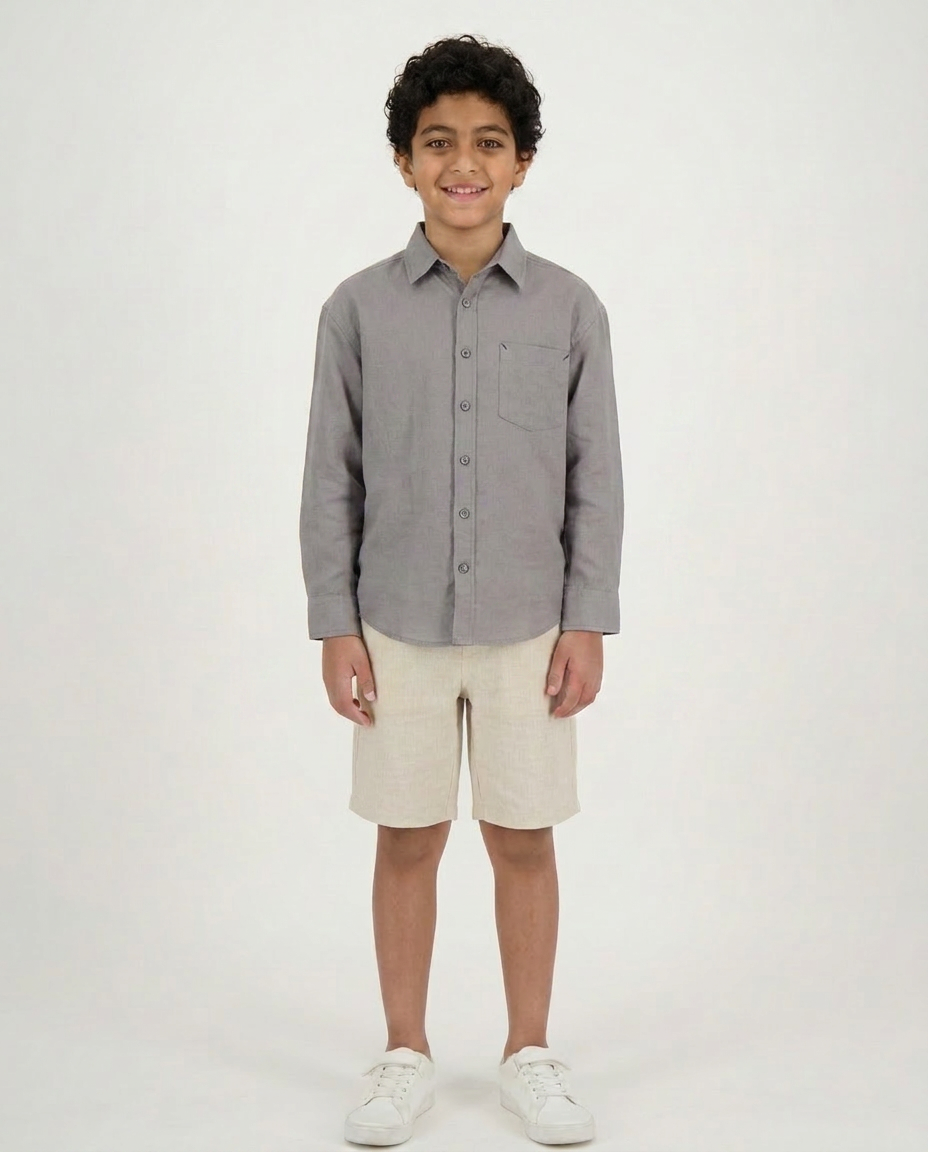 Boys Plain Casual Long Sleeves Shirt