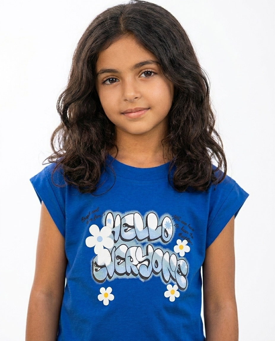 Girls Printed Hellow Cut T-Shirt