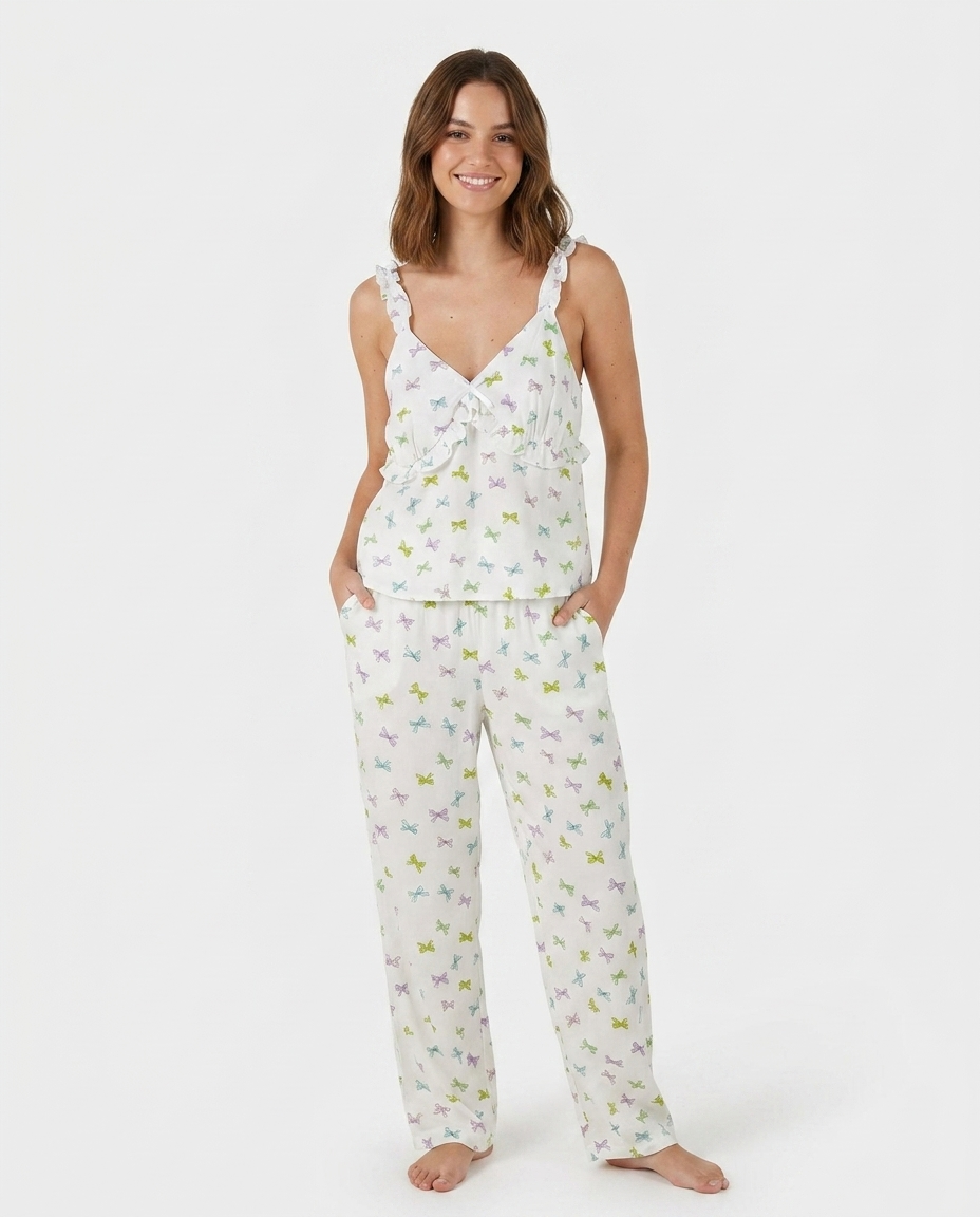 Women Printed Sleeveless Pyjama W/Pant