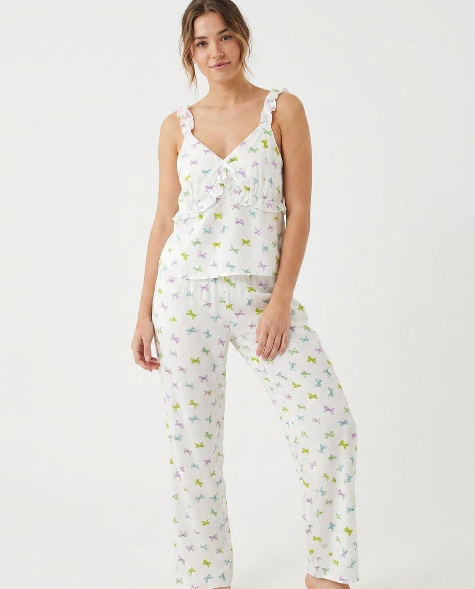 Women Printed Sleeveless Pyjama W/Pant