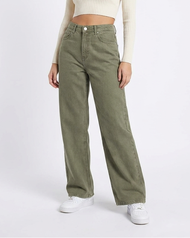Women Wide Leg Gabardine Pant
