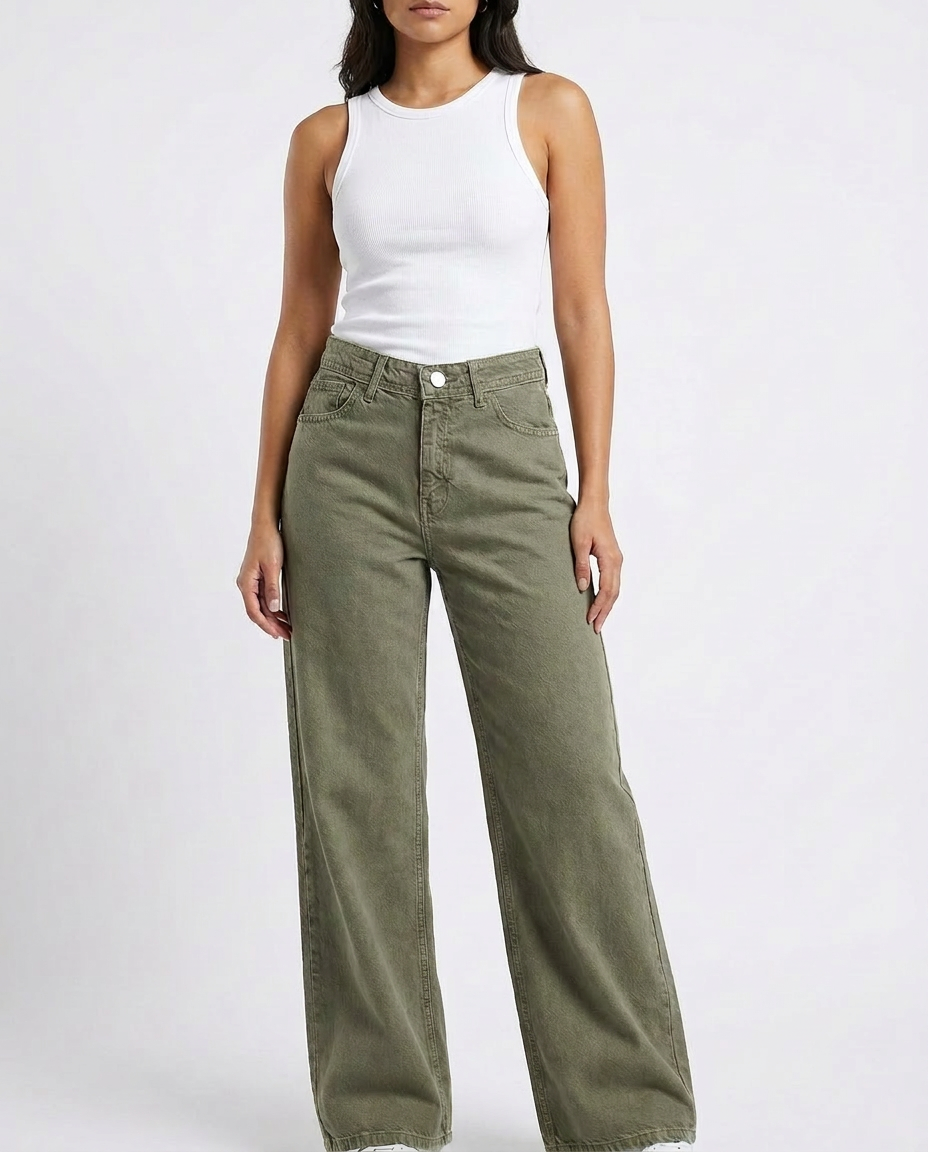 Women Wide Leg Gabardine Pant