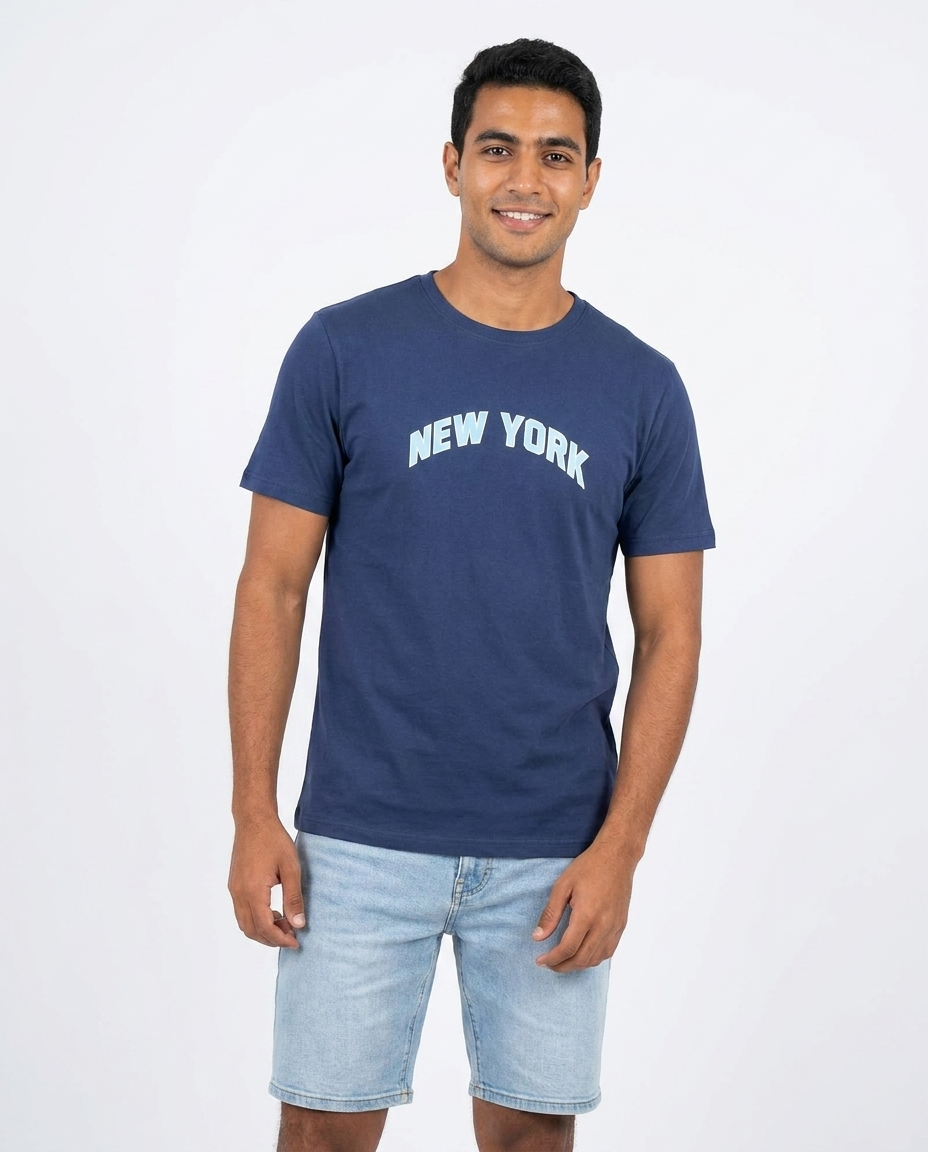 Men Printed New York Half Sleeves T-shirt