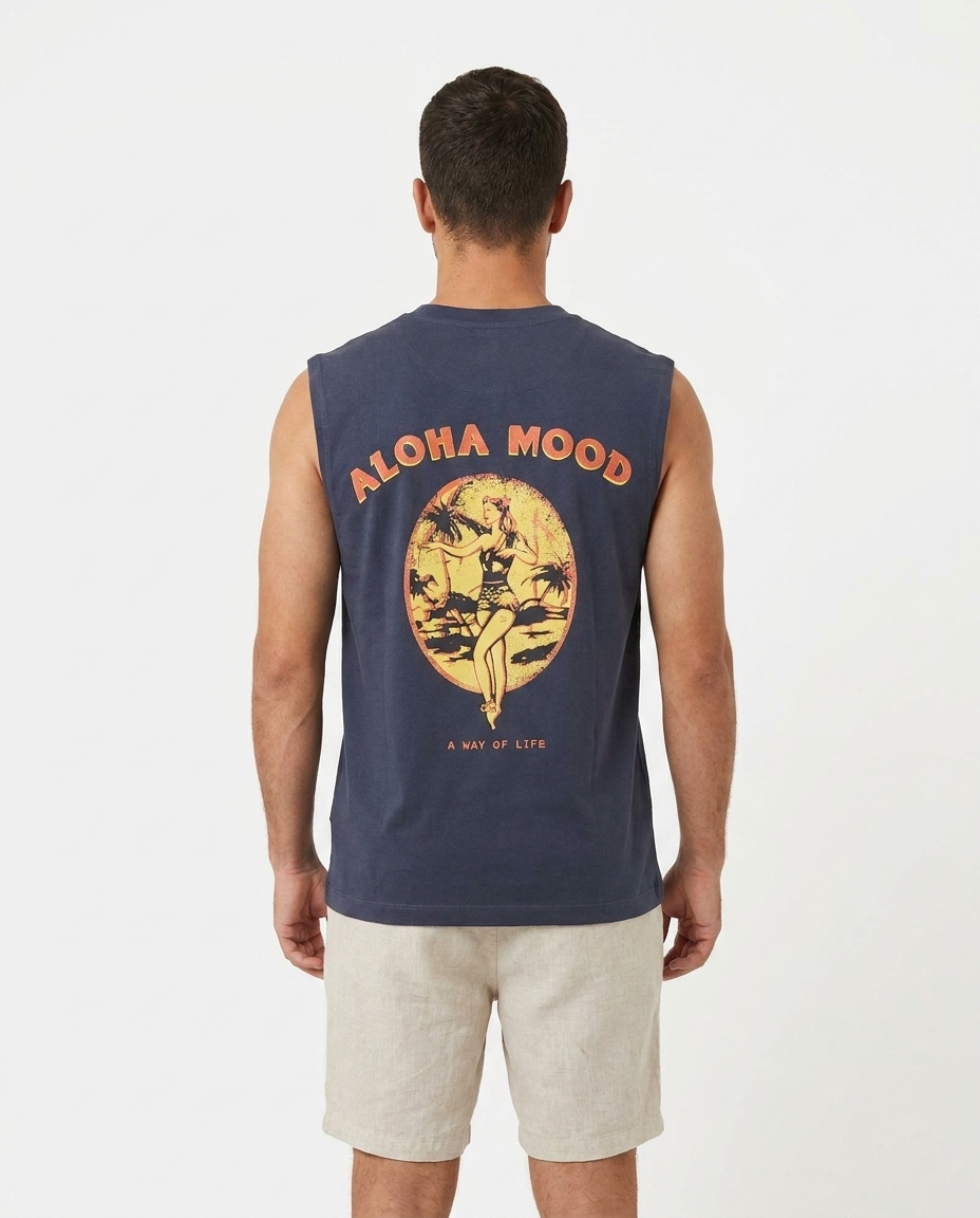 MEN PRINTED ALOHA MOOD CUT T-SHIRT
