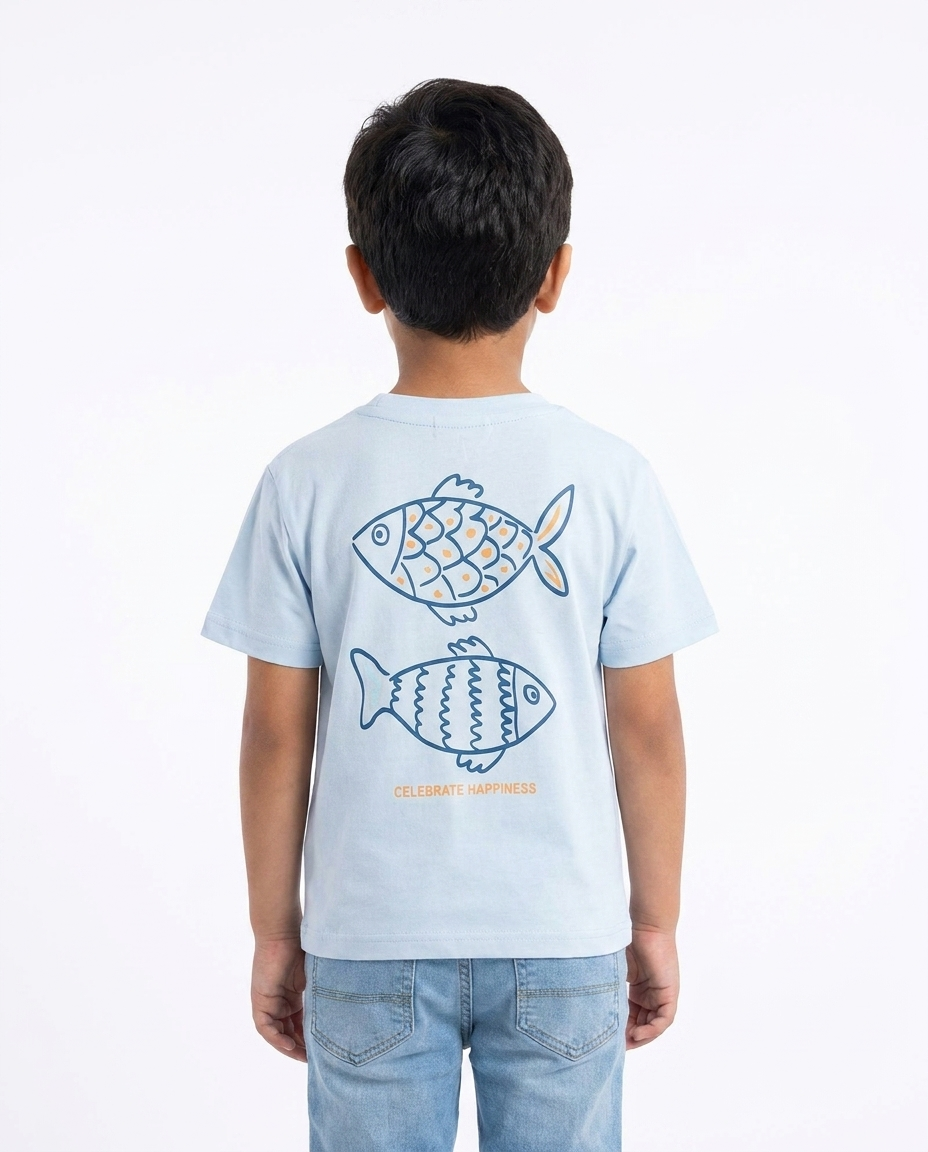 Boys Printed Fish Half Sleeves T-shirt