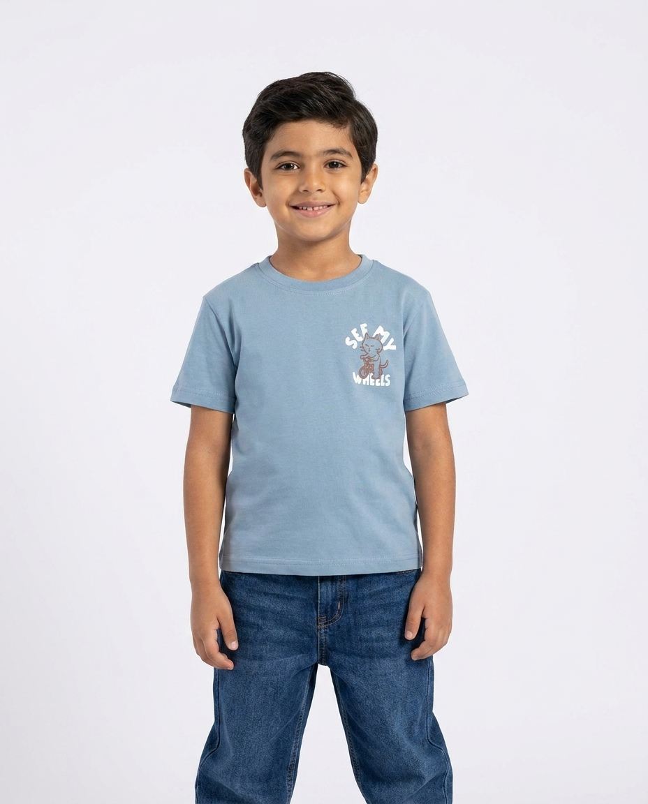 Boys Printed See My Wheels Half Sleeves T-shirt