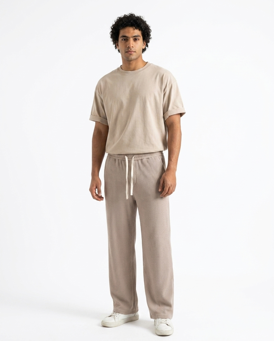 Men Jaqured Wide Leg Sweat Pant