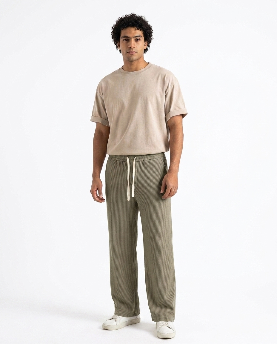 Men Jaqured Wide Leg Sweat Pant