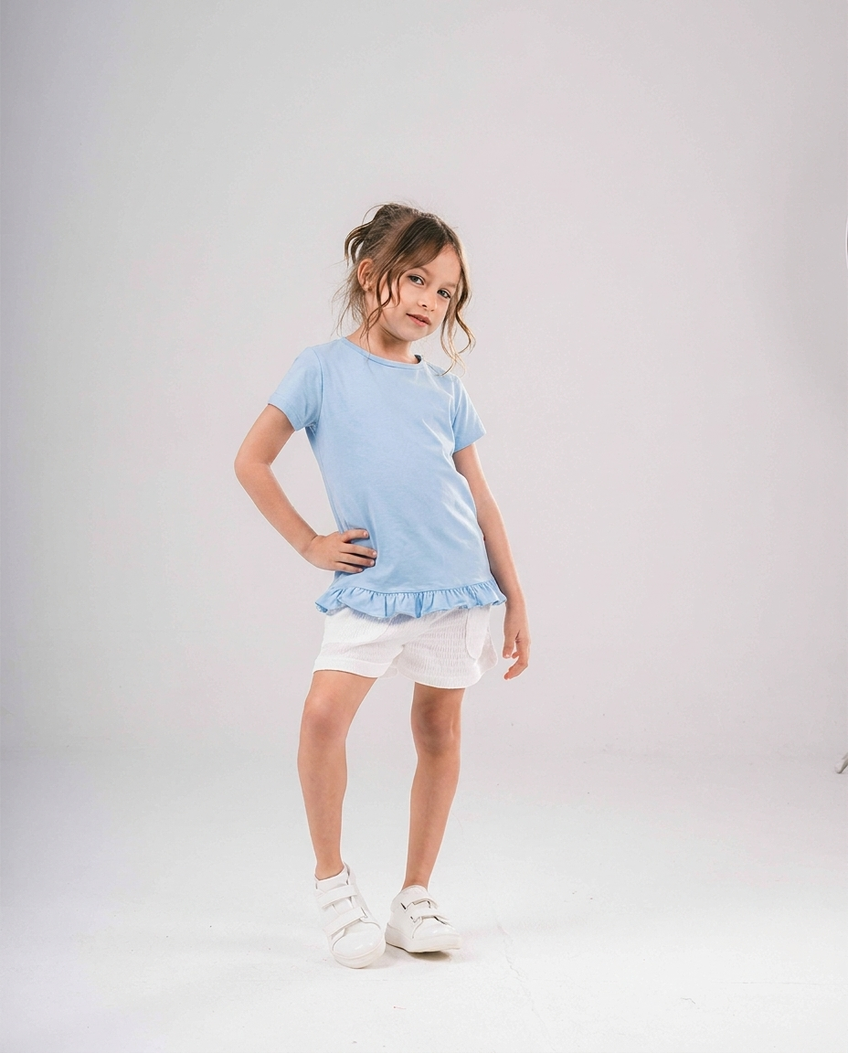 Girls Short Sleeve T-shirt with Ruffles