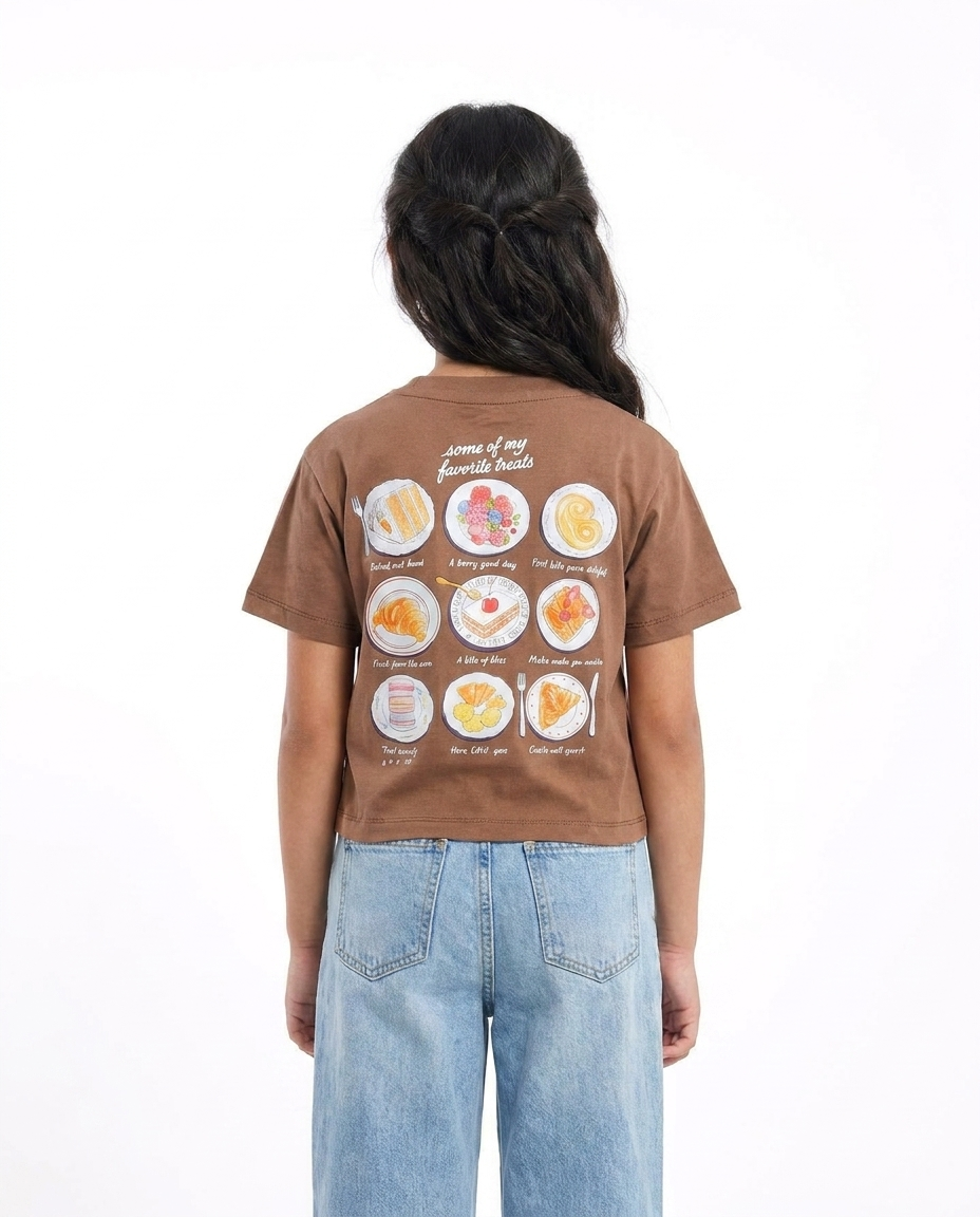 Girls Printed Sweet Half Sleeves T-shirt