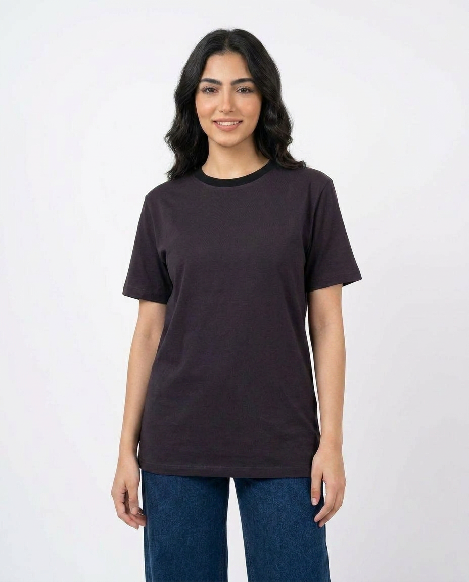 Women Plain Half Sleeves T-shirt