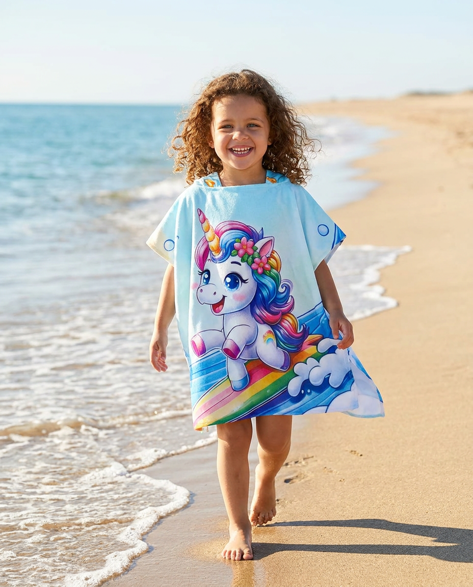 Girls Printed Poncho Peach