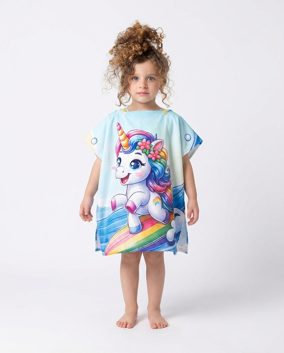 Girls Printed Poncho Peach