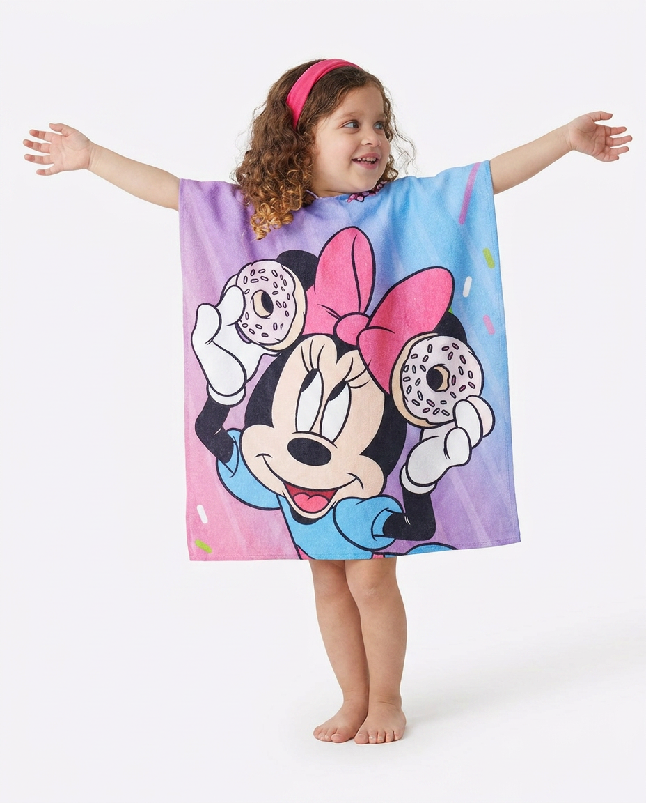 Girls Printed Poncho Peach