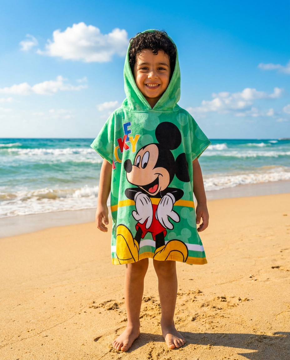 Boys Printed Poncho Peach