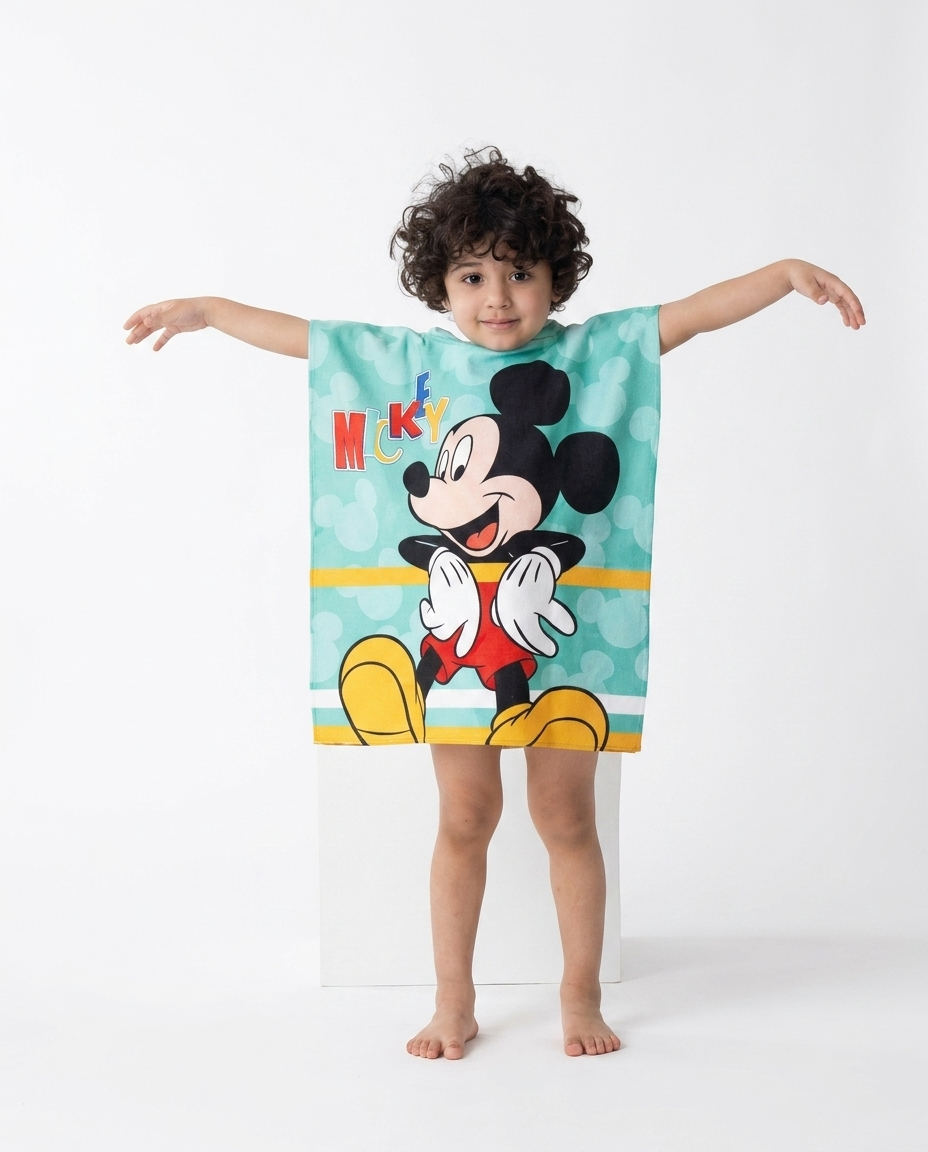 Boys Printed Poncho Peach
