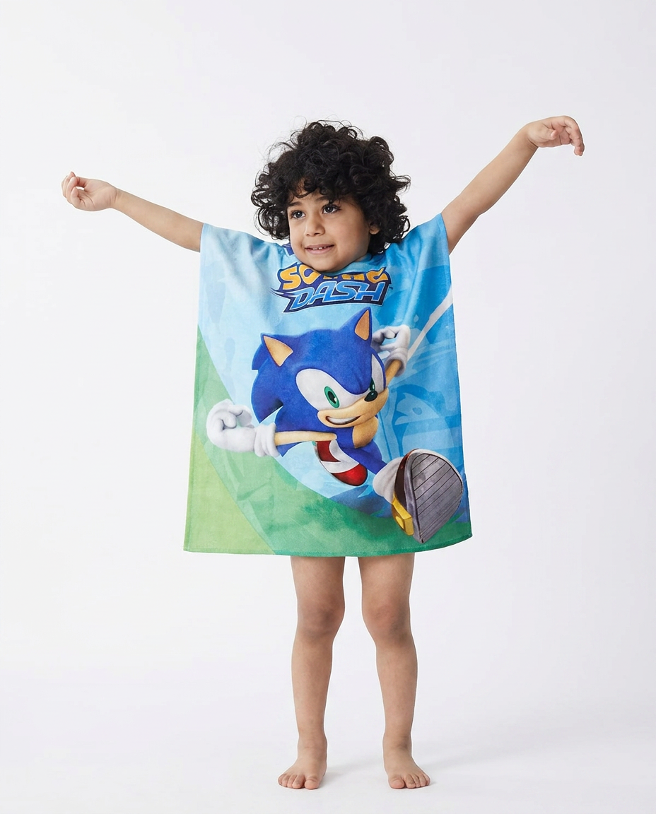 Boys Printed Poncho Peach