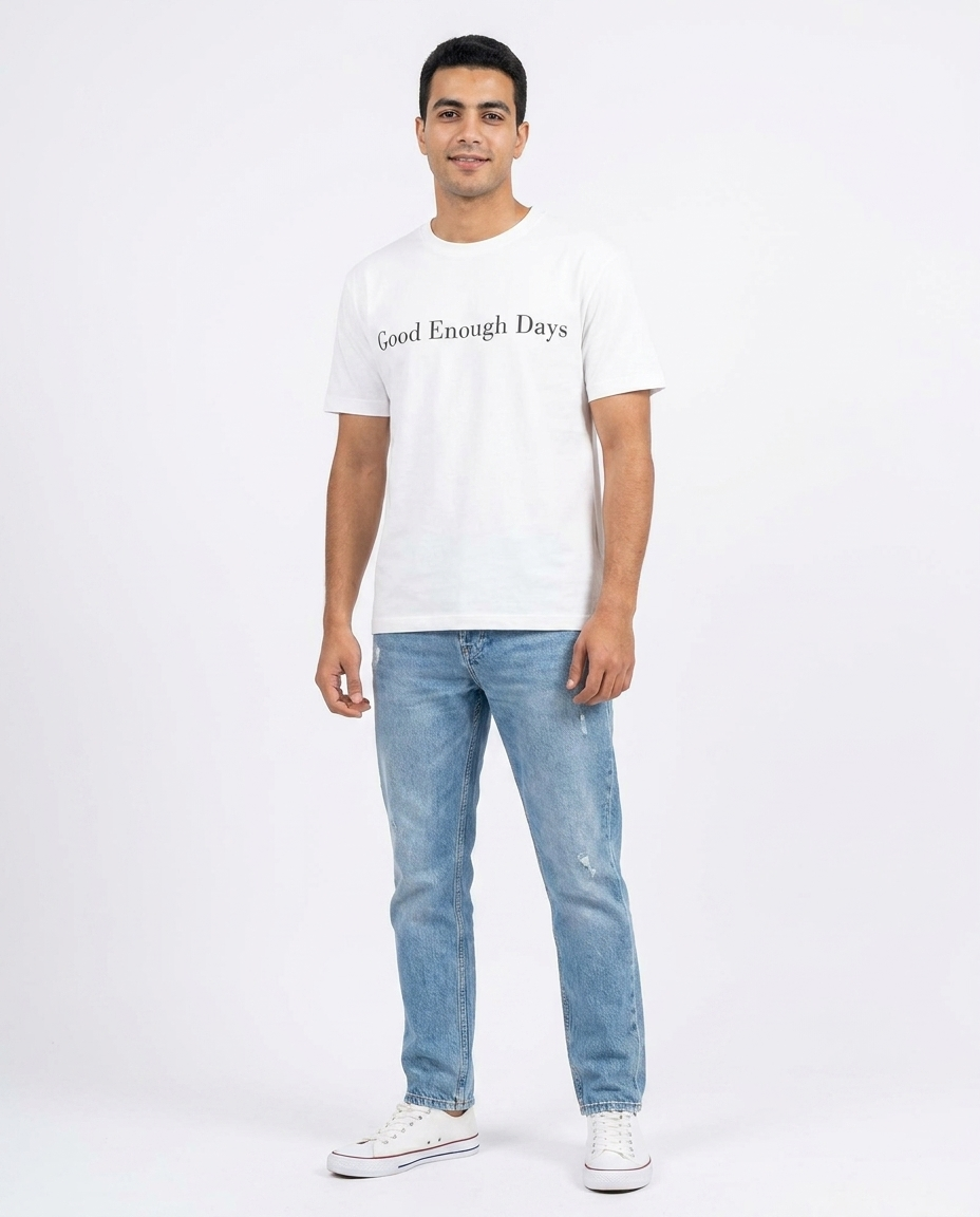 Men Printed Good Enough Days Half Sleeves T-shirt