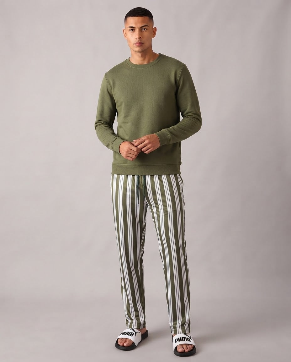 Men Long Sleeves Pyjama W/Stripped Pant