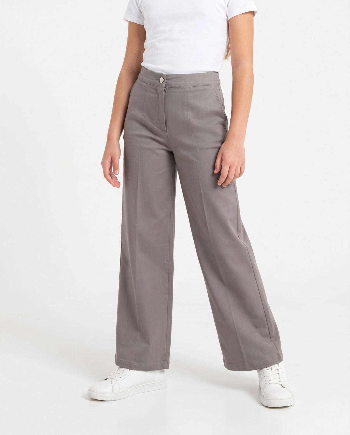 Women Plain Wide Leg Gabardine Pant